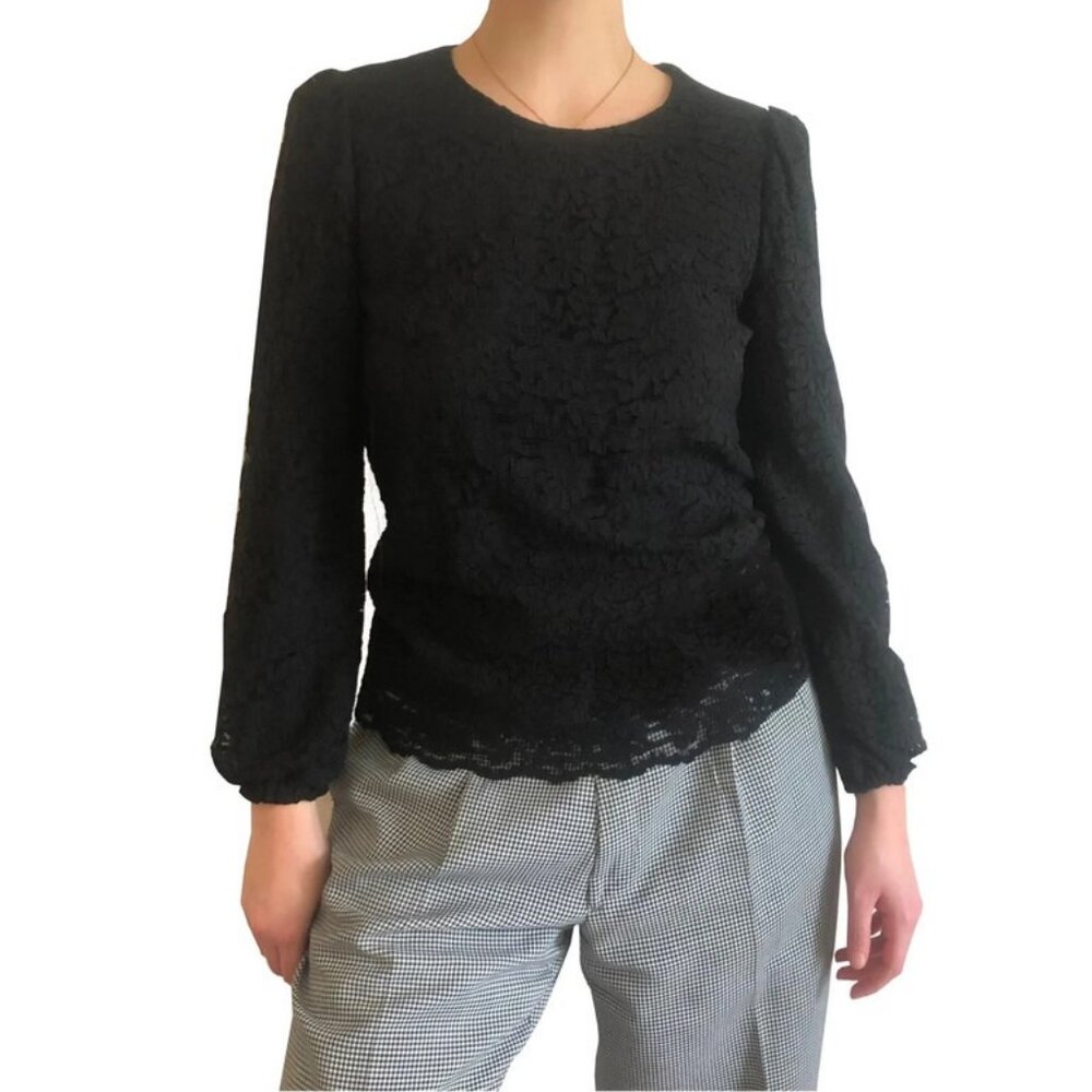 Dolce & Gabbana Staff Black Floral Blouse Lace Nylon Top